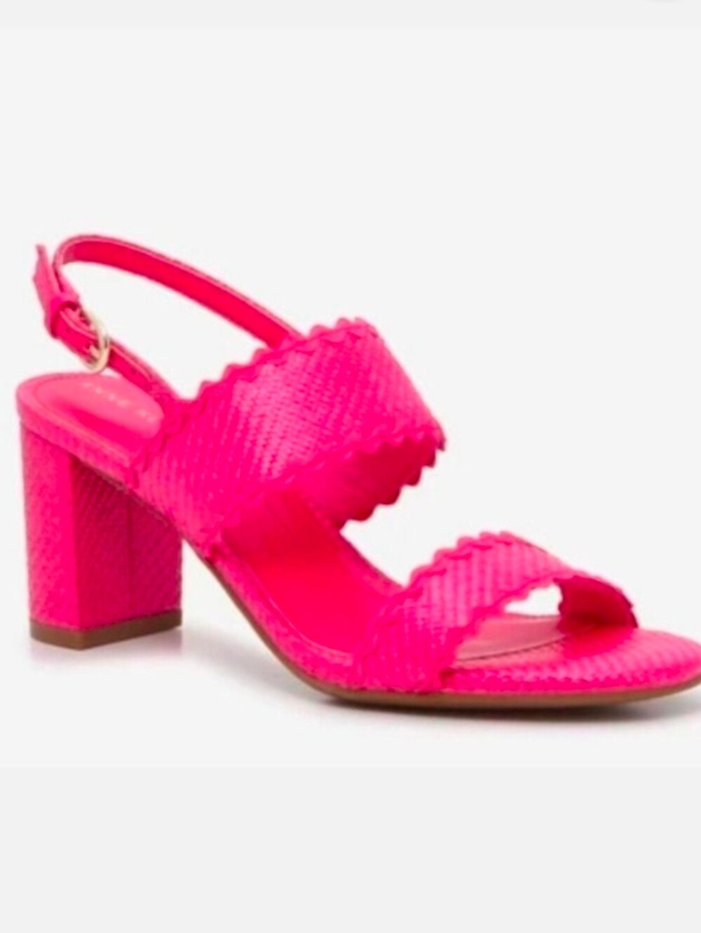 Anne Klein Size 6.5 Hot Pink Scalloped Women's Sandals